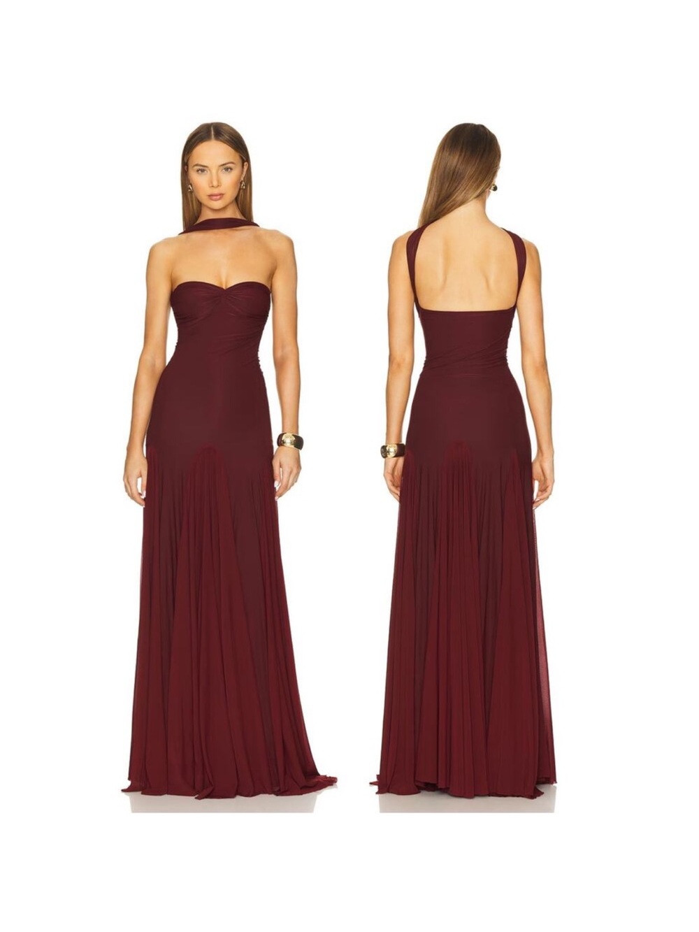 Deme by Gabriella Berta Dress Maxi Party Formal Evening Elegant Burgundy Prom SM